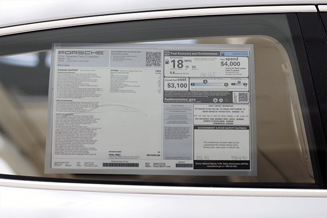 find window sticker with vin number