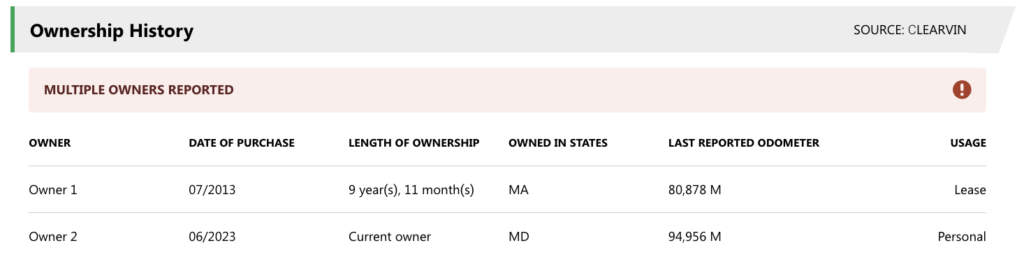 leased vehicle ownership history