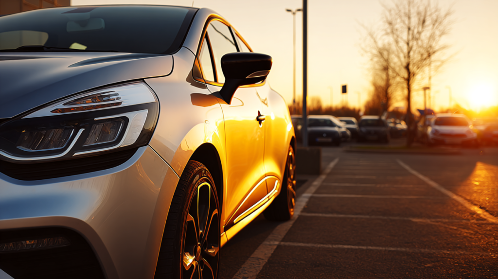 Side view of a parked car representing license plate searches for used vehicles.