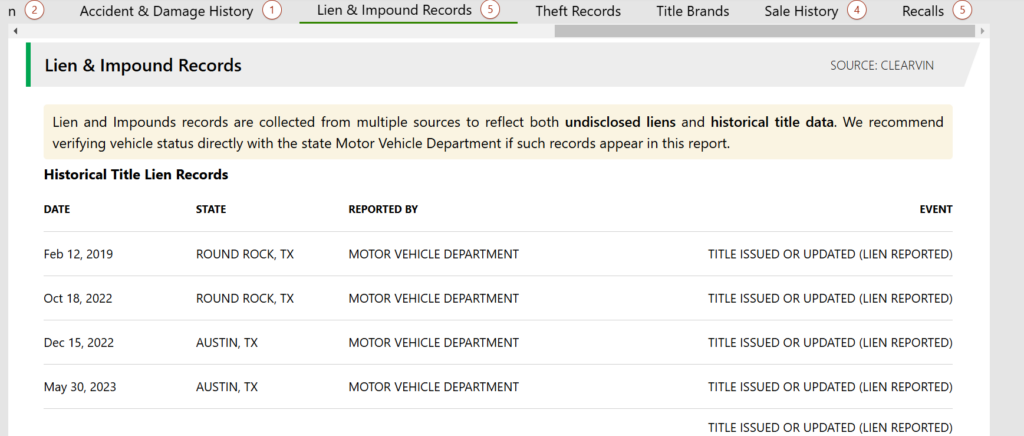 Lien or Financial Records - Example