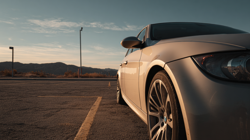 Minimalist side view of a car representing different types of car titles
